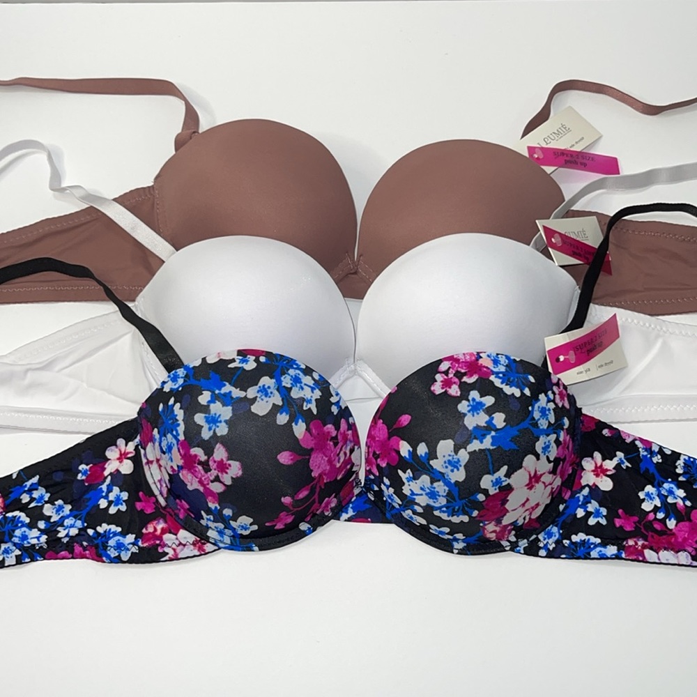 Bundle 3 Pieces Super Extra Push Up Double Padded Bombshell Multi-way 3 Hook Bra